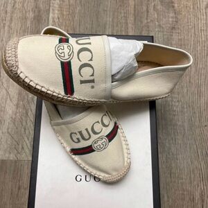 Gucci White Espadrilles with Web Detail
